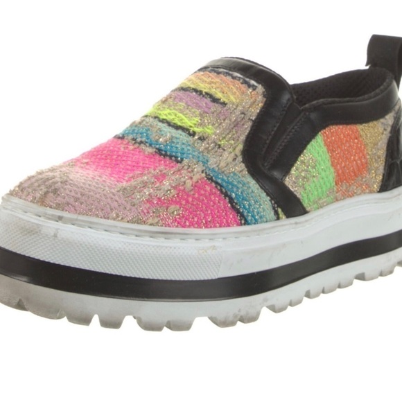 MSGM Multicolor Tweed Platform Slip-on Sneakers - Picture 2 of 14